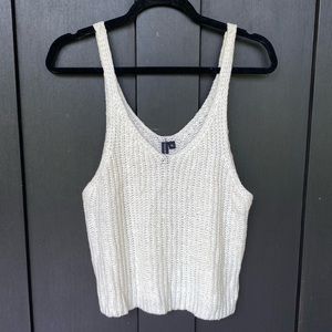 White Crochet Sweater Cropped Tank Top